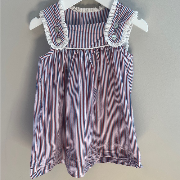 Striped Kids Dress with Ruffle Trim - Picture 1 of 5